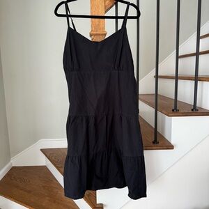 Roots Elegant Black Sleeveless spaghetti straps tiered Side Zip Dress